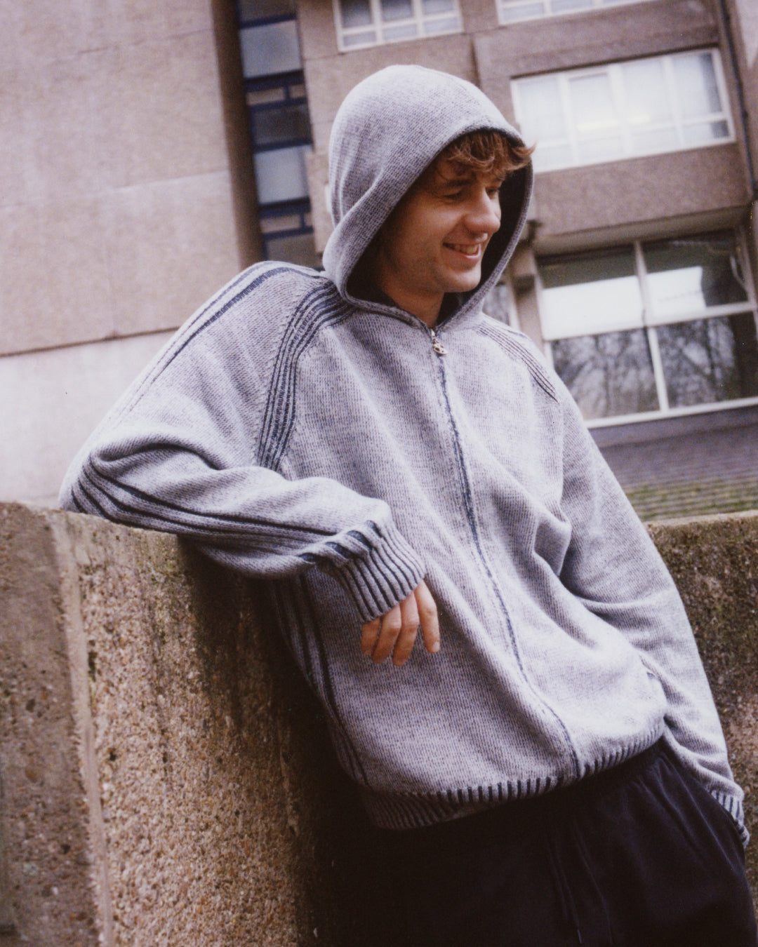 Heathered Fullzip Hood (Stone)