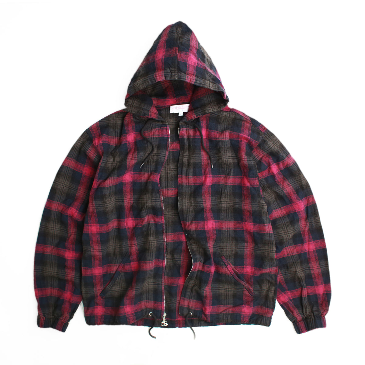 Tartan Full-Zip Hood (Burnt Red)