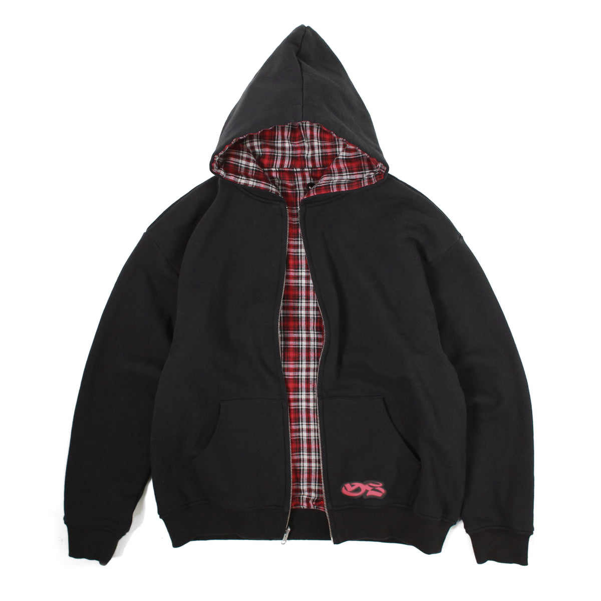 Reversible Flannel Hood (Red/Black)