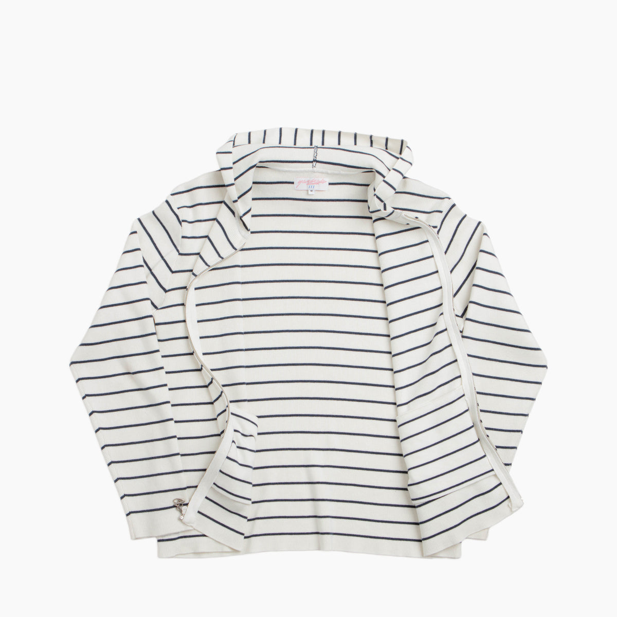 French Knit Hood (White/Navy)