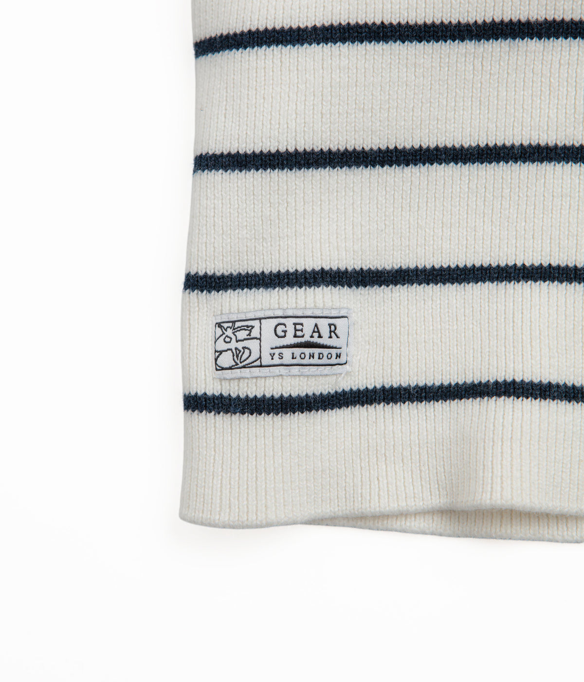 French Knit Hood (White/Navy)