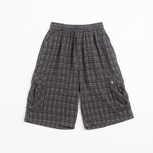 Plaid Cargo Shorts (Black/Grey)