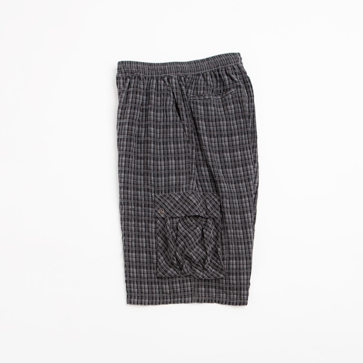 Plaid Cargo Shorts (Black/Grey)