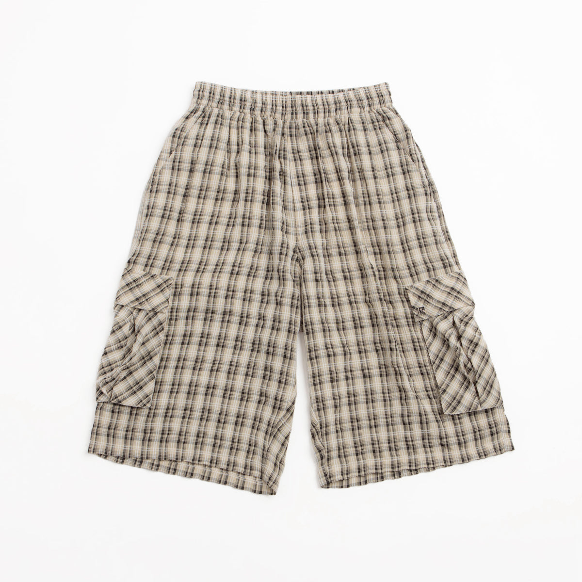 Plaid Cargo Shorts (Cream/Black)