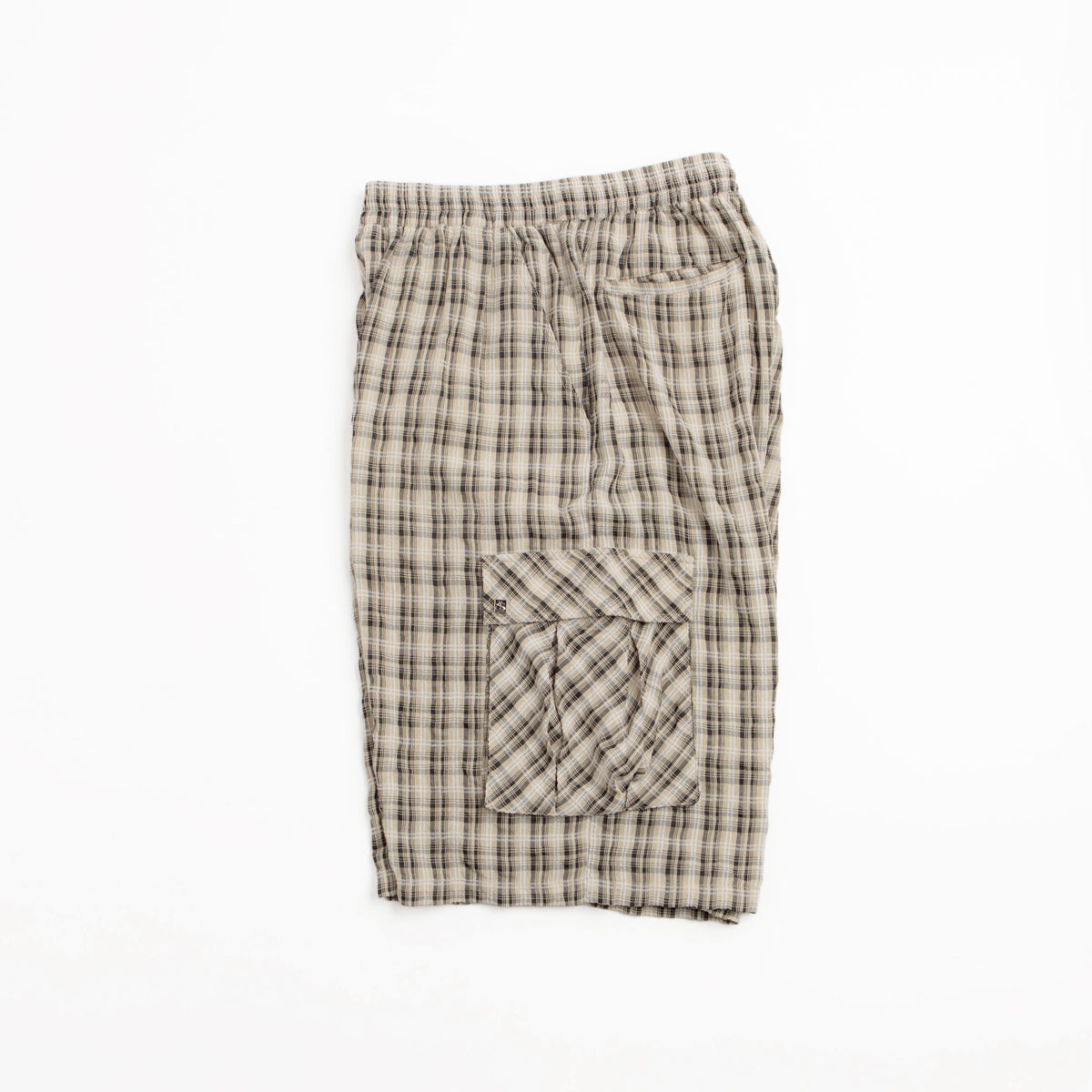 Plaid Cargo Shorts (Cream/Black)