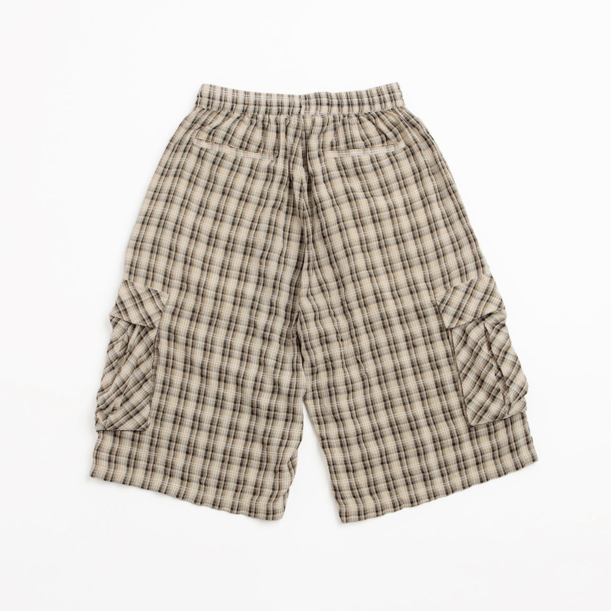 Plaid Cargo Shorts (Cream/Black)